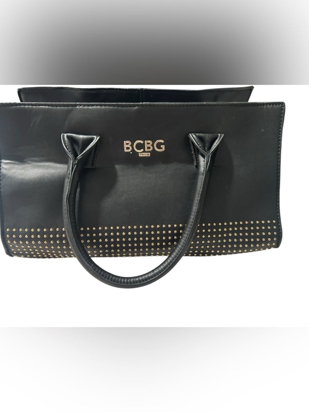 BCBG Black Tote with Gold Stud Accents